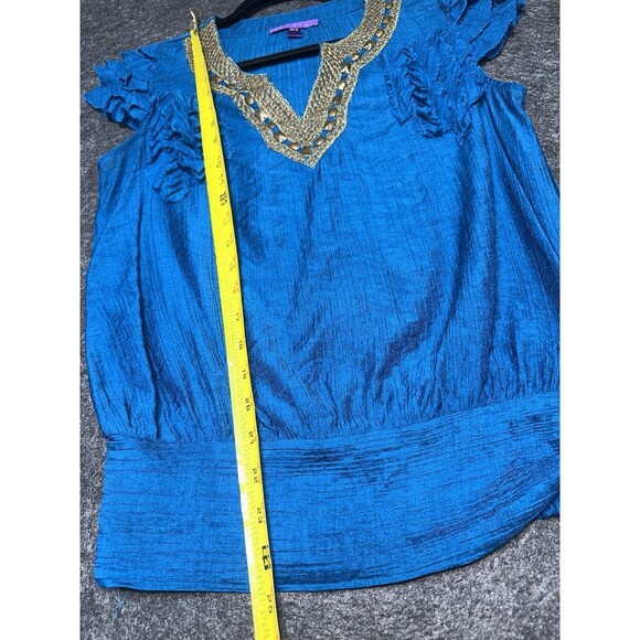 NICOLA Teal Embellished Top with Tie Waist - Size Medium - Picture 3 of 5